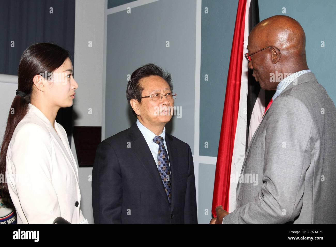 (160122) -- PORT OF SPAIN, Jan. 22, 2016 -- Chen Changzhi (C), vice chairman of the Standing Committee of China s National People s Congress, meets with Trinidad and Tobago s Prime Minister Keith Rowley (R), in Port of Spain, capital of Trinidad and Tobago, on Jan. 20, 2016. Chen is on a visit to Trinidad and Tobago from Jan. 20 to 22. ) TRINIDAD AND TOBAGO-PORT OF SPAIN-CHINA-CHEN CHANGZHI-VISIT GaoxXing PUBLICATIONxNOTxINxCHN   160122 Port of Spain Jan 22 2016 Chen Changzhi C Vice Chairman of The thing Committee of China S National Celebrities S Congress Meets With Trinidad and Tobago S Prim Stock Photo