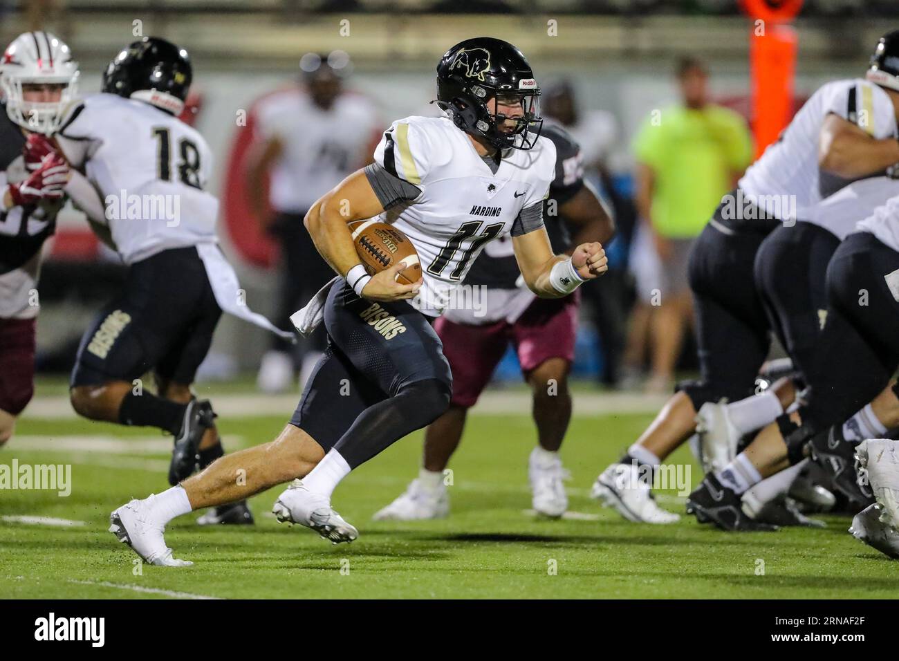 August 31, 2023:.Harding University Bison QB Tyler Ross (11) runs with the ball during the NCAA Football game between the Harding University Bison and the Southern Nazarene University Crimson Storm at SNU Stadium in Bethany, OK. Ron Lane/CSM Stock Photo