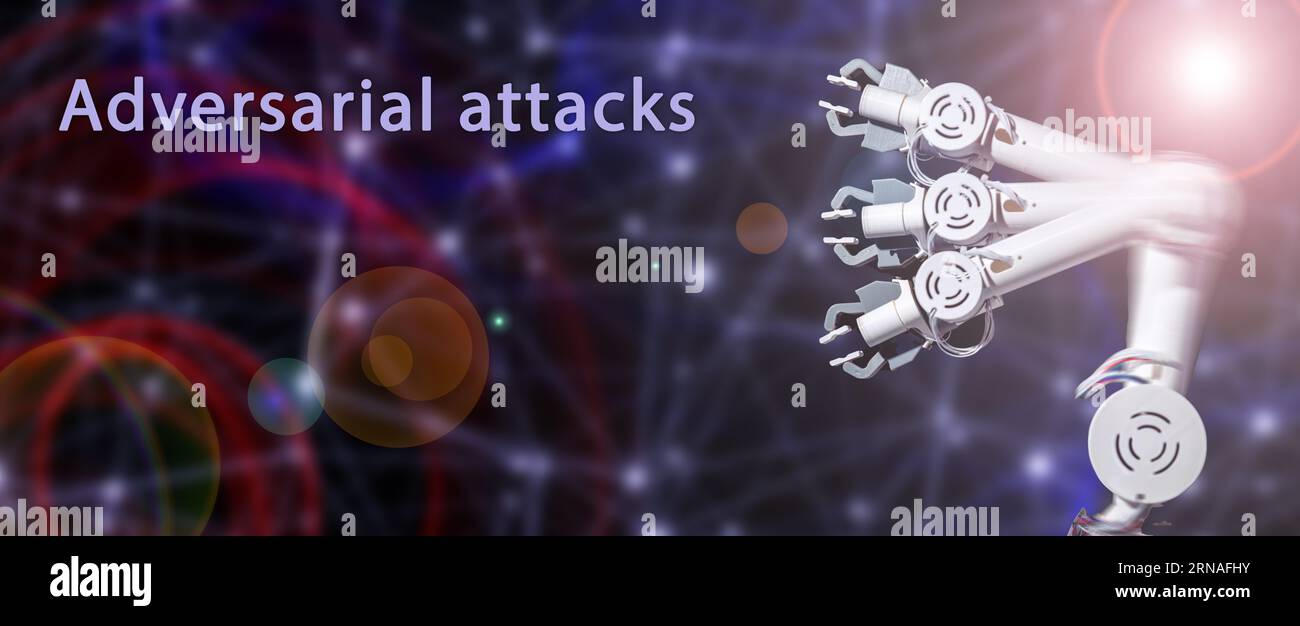 Adversarial attacks techniques used to create malicious inputs to fool machine learning models. Stock Photo