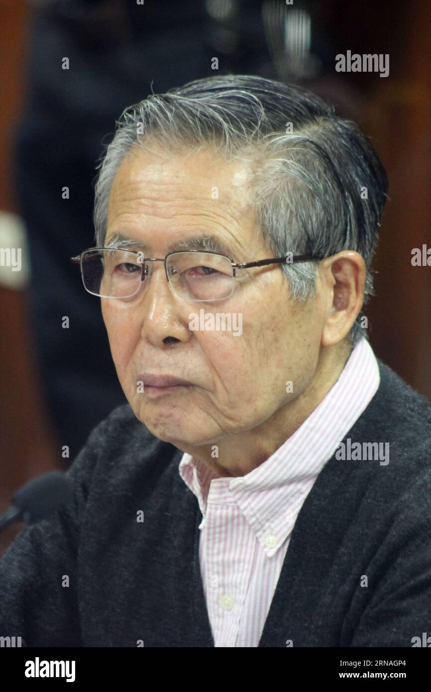 160125 -- LIMA, Jan. 25, 2016 -- File photo taken on May 15, 2015 shows Peruvian former President Alberto Fujimori attending a hearing in the Superior Court of Justice of Lima CSJL, in Lima, Peru. Alberto Fujimori was transferred on Sunday night to a hospital in Peru due to health problems.  jp ah PERU-LIMA-POLITICS-FUJIMORI LUISxCAMACHO PUBLICATIONxNOTxINxCHN Stock Photo