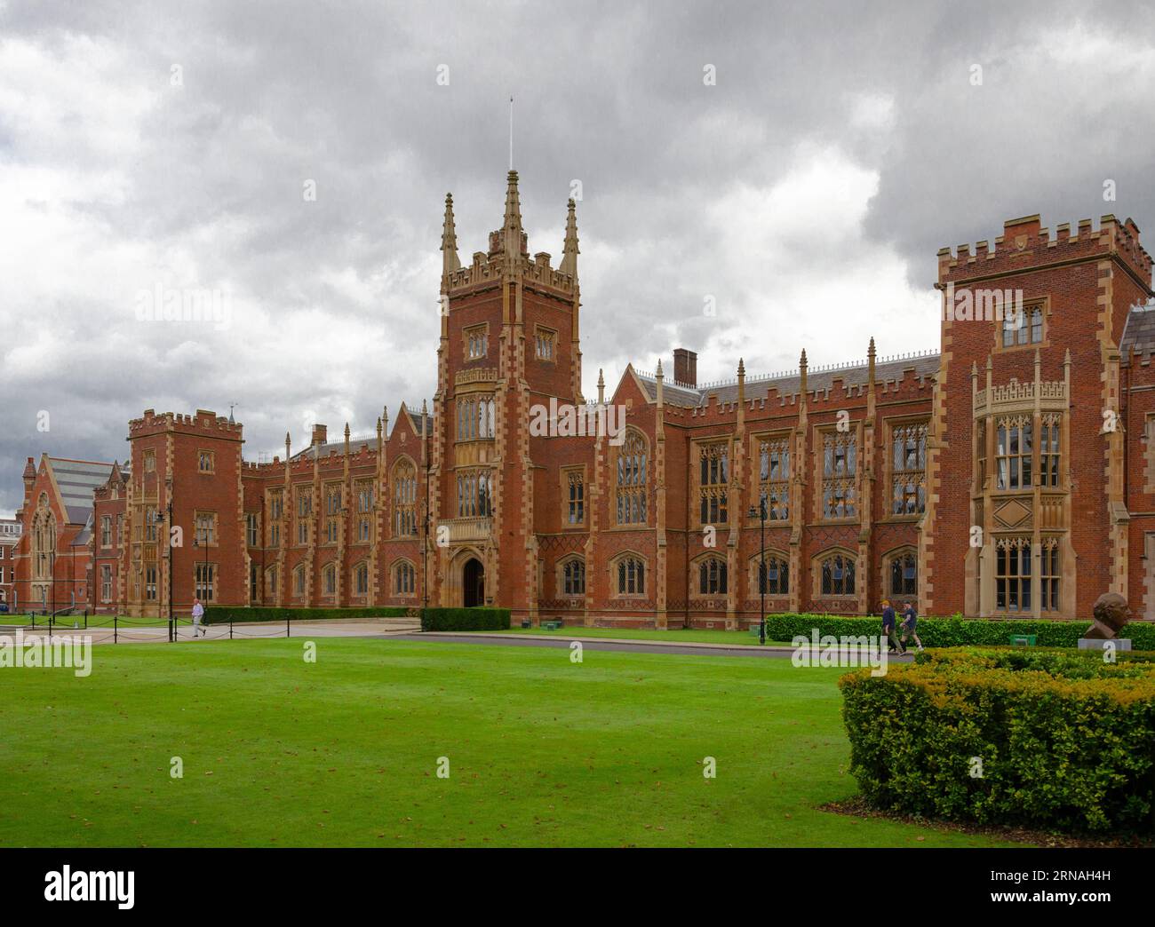 Belfast County Down Northern Ireland, August 24 2023 - Queens University main Building with central spires Stock Photo