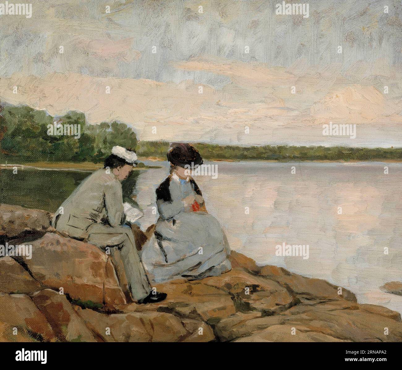 Två på stranden 1877 by Arvid Liljelund Stock Photo Alamy