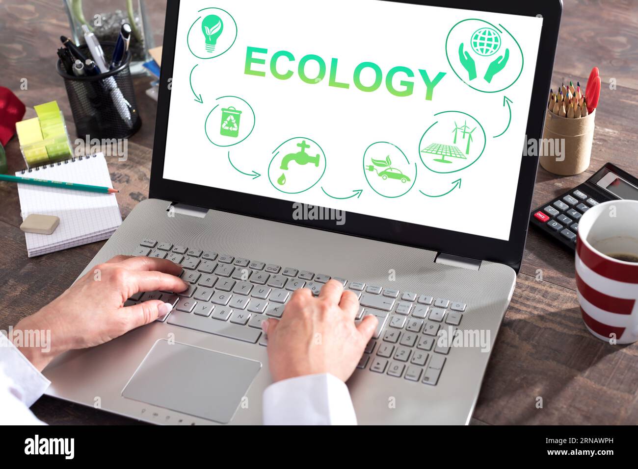 Ecology concept shown on a laptop screen Stock Photo