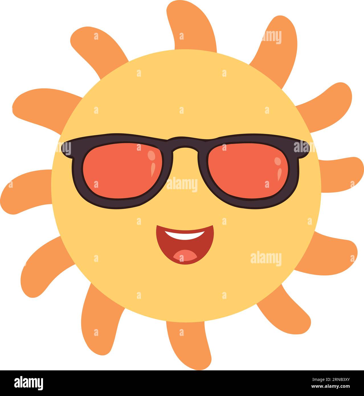 sun character wearing sunglasses minimalistic vector illustration Stock Vector
