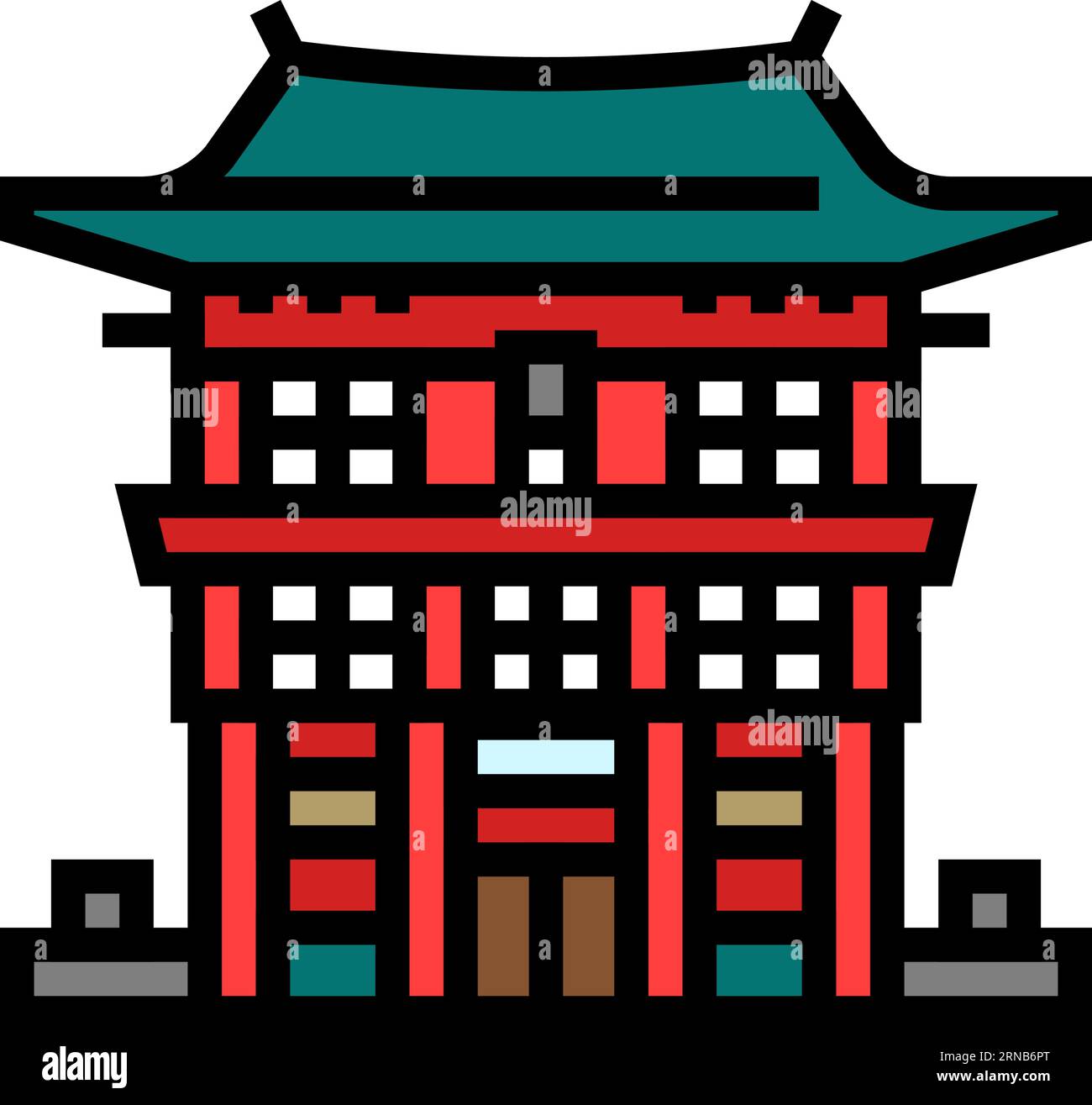 miko shrine maiden shintoism color icon vector illustration Stock Vector