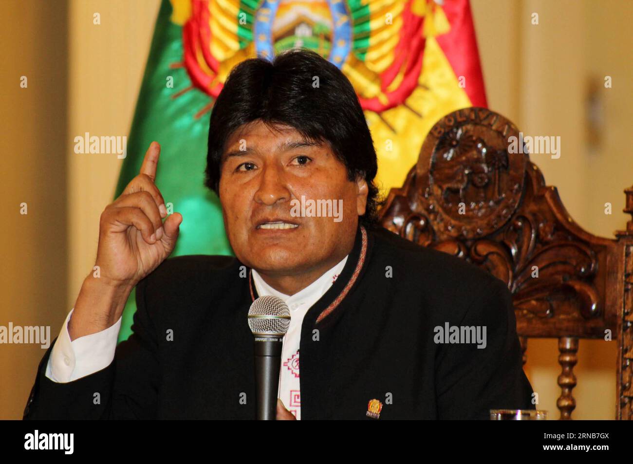 Bolivia s President, Evo Morales, takes part during a press conference on Sunday s referendum referendum, in La Paz, Bolivia, on Feb. 22, 2016. Bolivian President Evo Morales was set to lose his bid for a fourth consecutive term, preliminary results of Sunday s referendum indicated. Jose Lirauze) (jp) (ah) BOLIVIA-LA PAZ-POLITICS-MORALES ABI PUBLICATIONxNOTxINxCHN   Bolivia S President Evo Morales Takes Part during a Press Conference ON Sunday S Referendum Referendum in La Paz Bolivia ON Feb 22 2016 Bolivian President Evo Morales what Set to Lots His BID for a Fourth consecutive Term prelimina Stock Photo