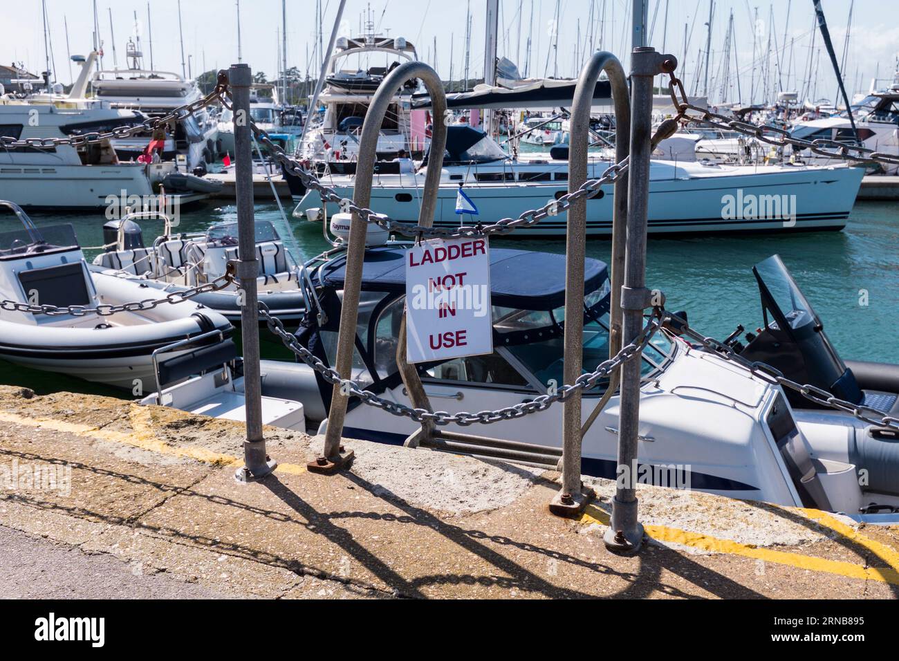 "Ladder Not In Use" sign at the harbour in Yarmouth,Isle of Wight