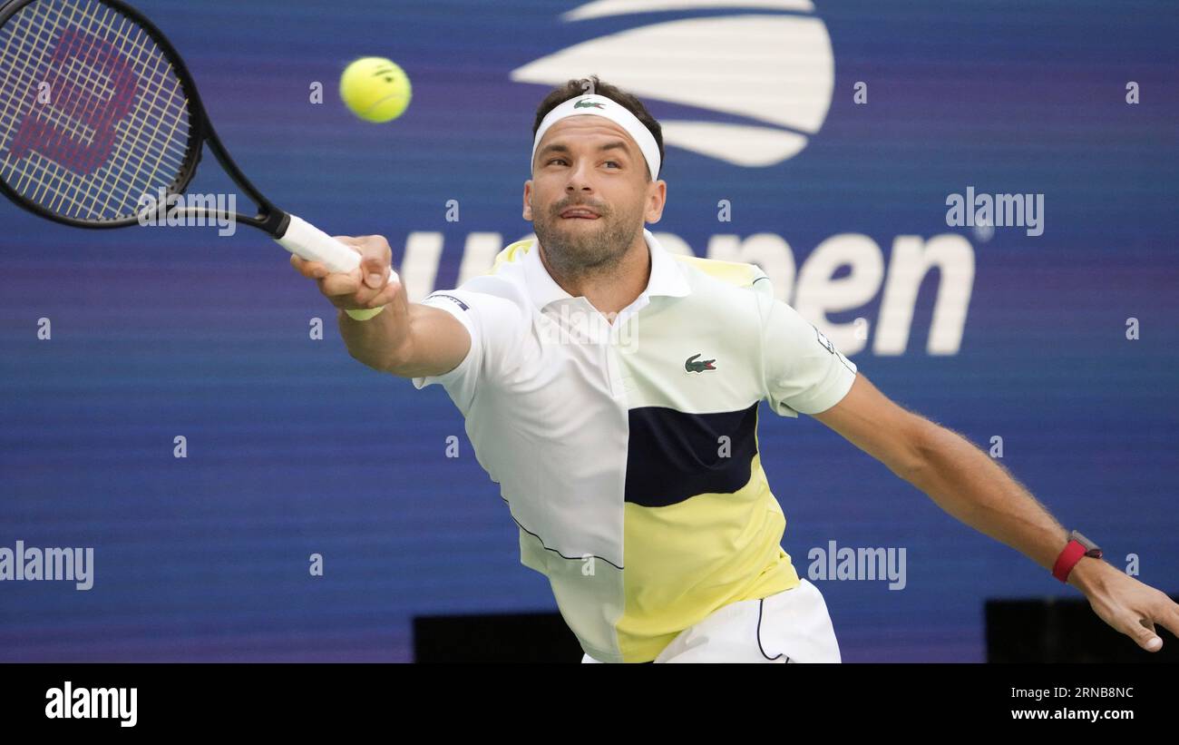 Grigor Dimitrov, of Bulgaria, during the second round of the U.S. Open tennis championships, Thursday, Aug