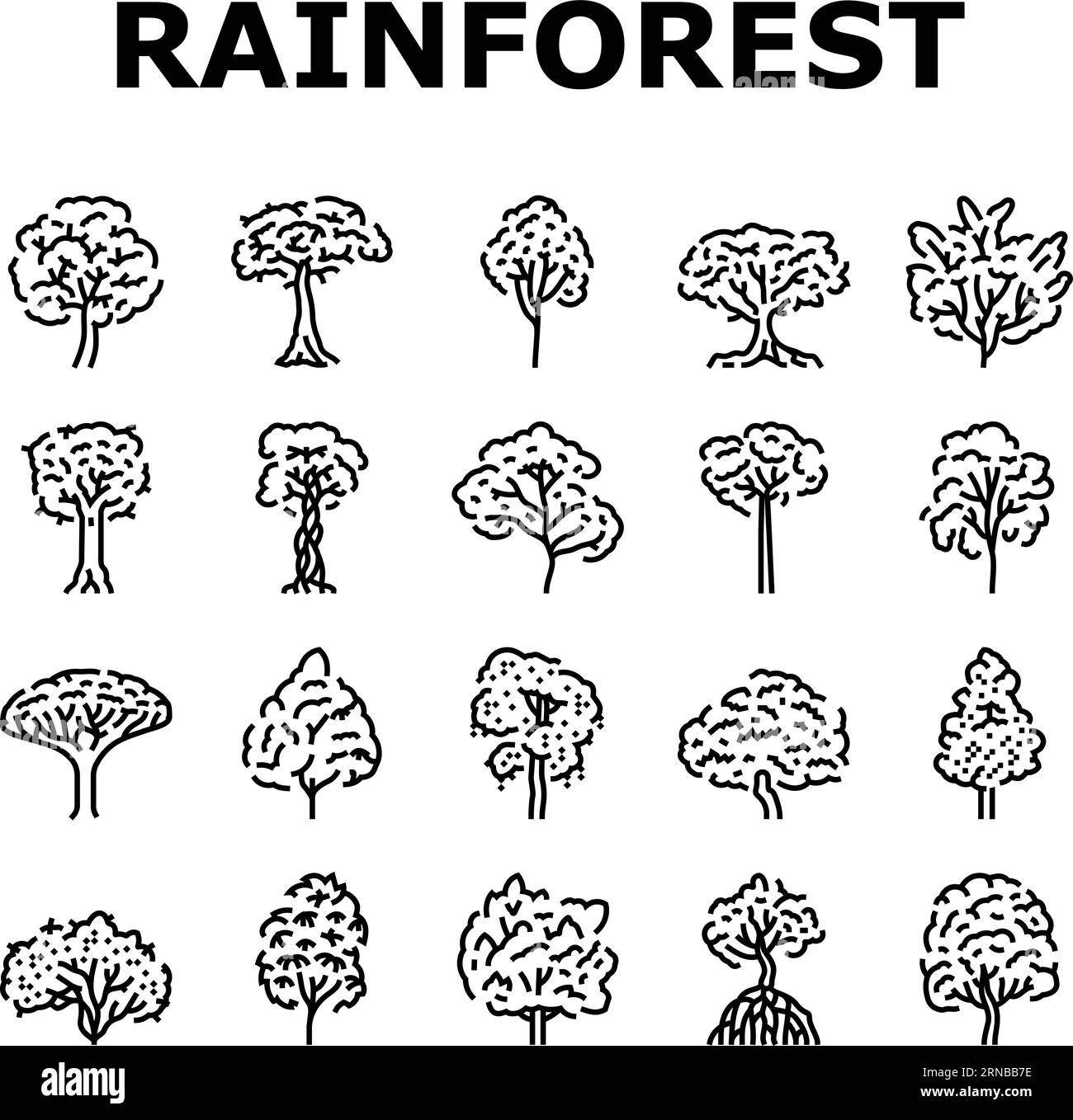 rainforest jungle amazon nature icons set vector Stock Vector Image & Art Alamy