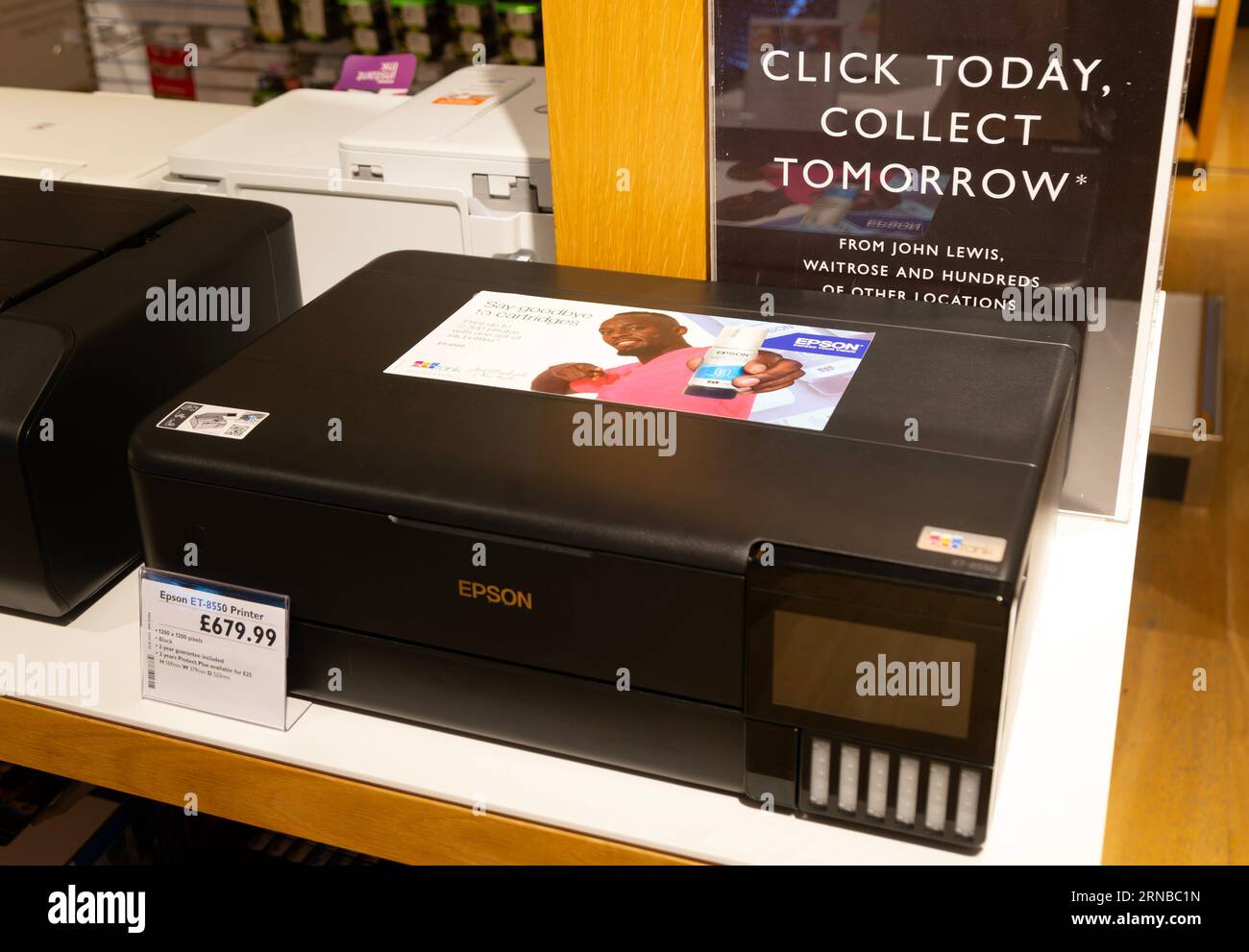 Epson ET-8550 printer on sale, John Lewis at Home store shop, Ipswich, Suffolk, England, UK Stock Photo