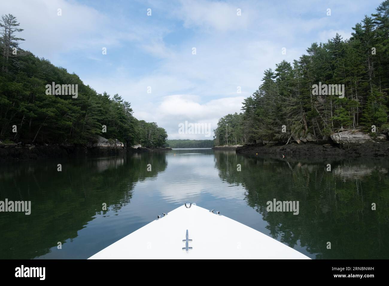 Dock on the Sheepscot River near Maine, at sunset Stock Photo