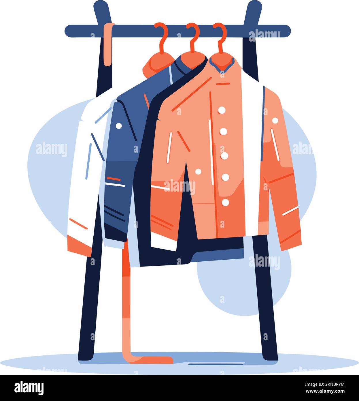 Clothing store and coat rack in UX UI flat style isolated on background