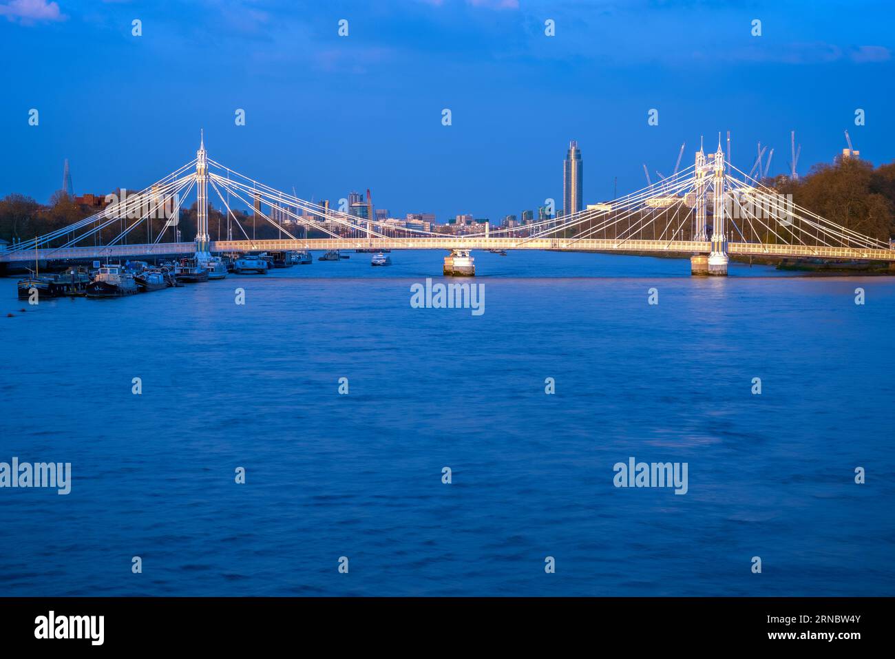 Long exposure, Albert bridge over river Thames in London Stock Photo ...
