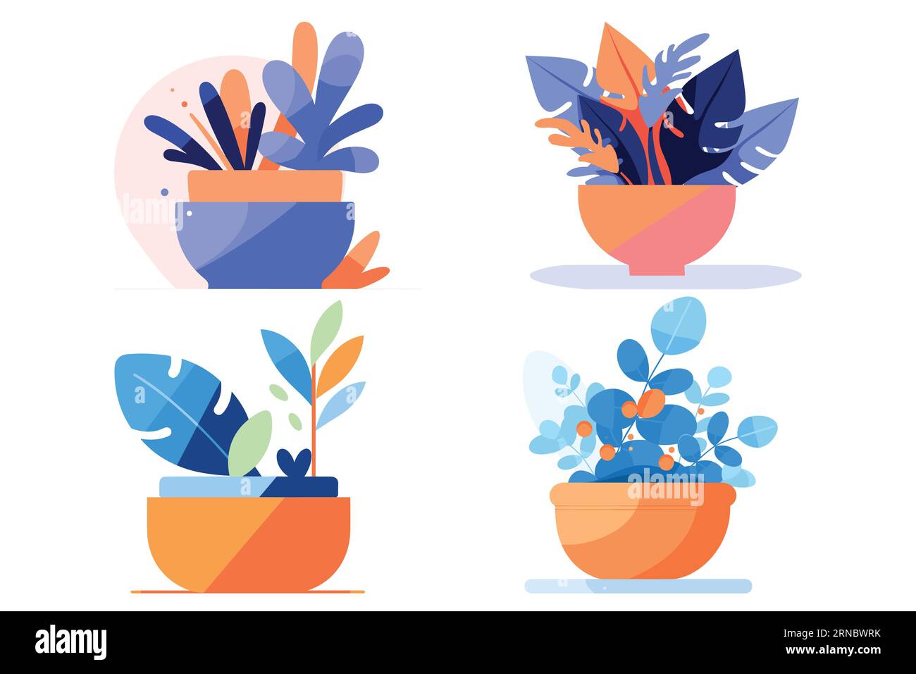 Plant pots for indoor use in UX UI flat style isolated on background ...