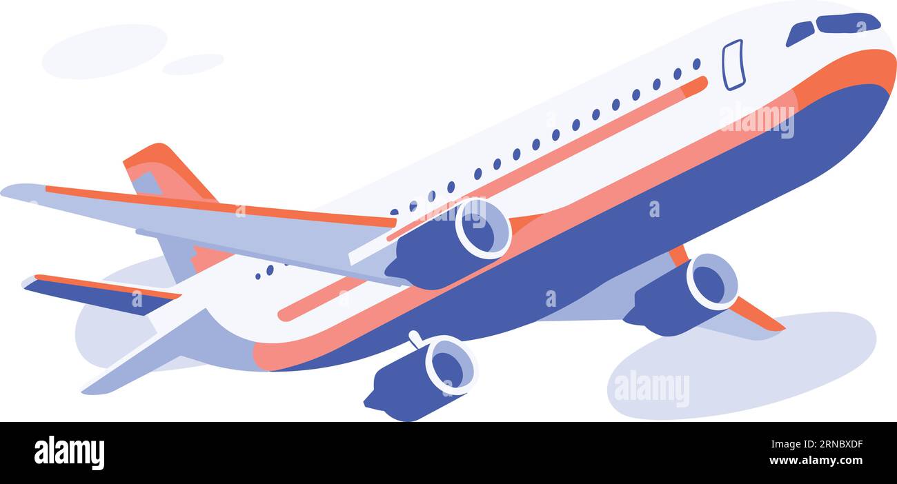 the plane is taking off in UX UI flat style isolated on background Stock Vector