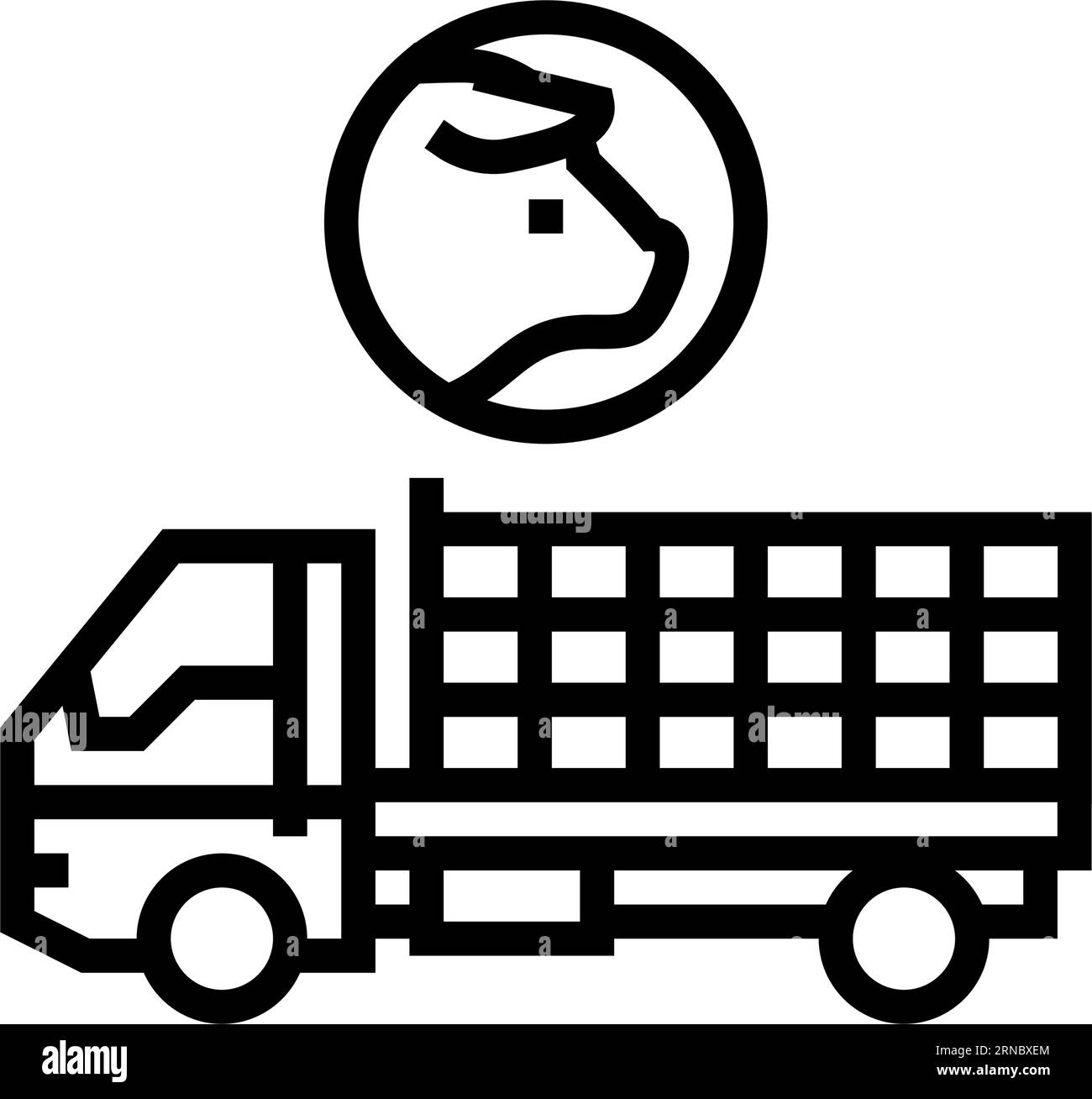 pig transport truck line icon vector illustration Stock Vector