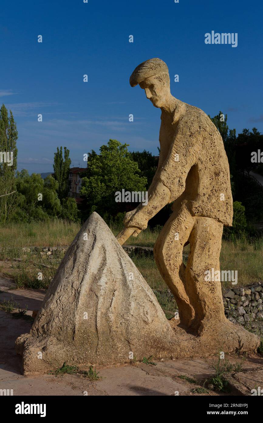 Monument at the salt workers, Poza de la Sal, Burgos, Spain Stock Photo