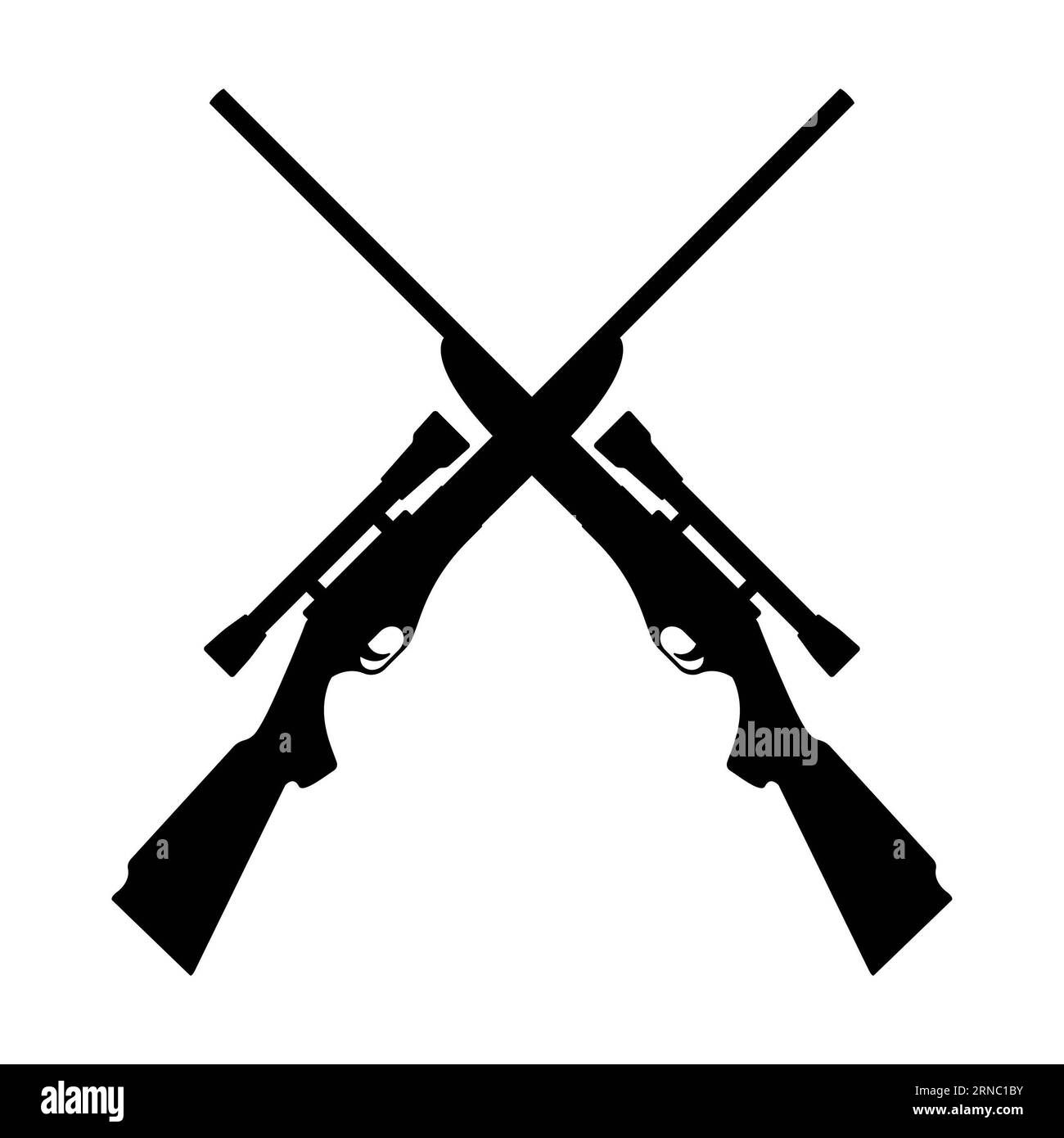 Crossed Sniper Rifle weapon on white background. Isolated illustration
