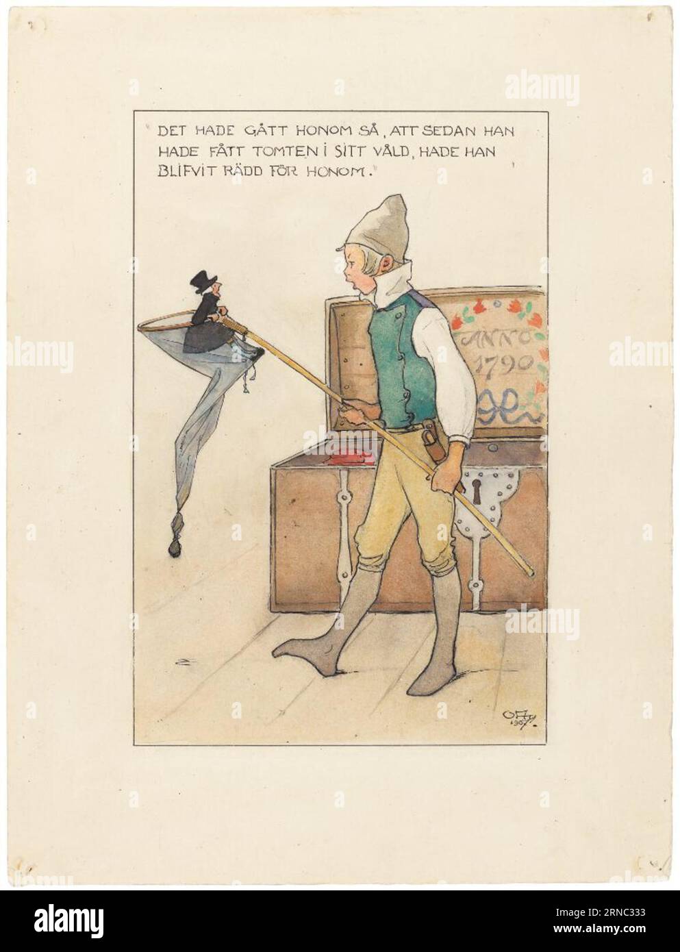 Design for a print illustrating 'The Wonderful Adventure of Nils Holgersson' by Selma Lagerlöf 1907 by Ottilia Adelborg Stock Photo