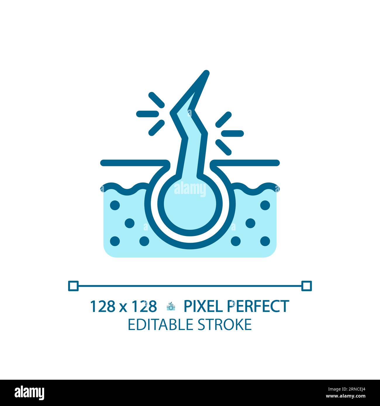 Customizable hair damage thin linear blue icon Stock Vector