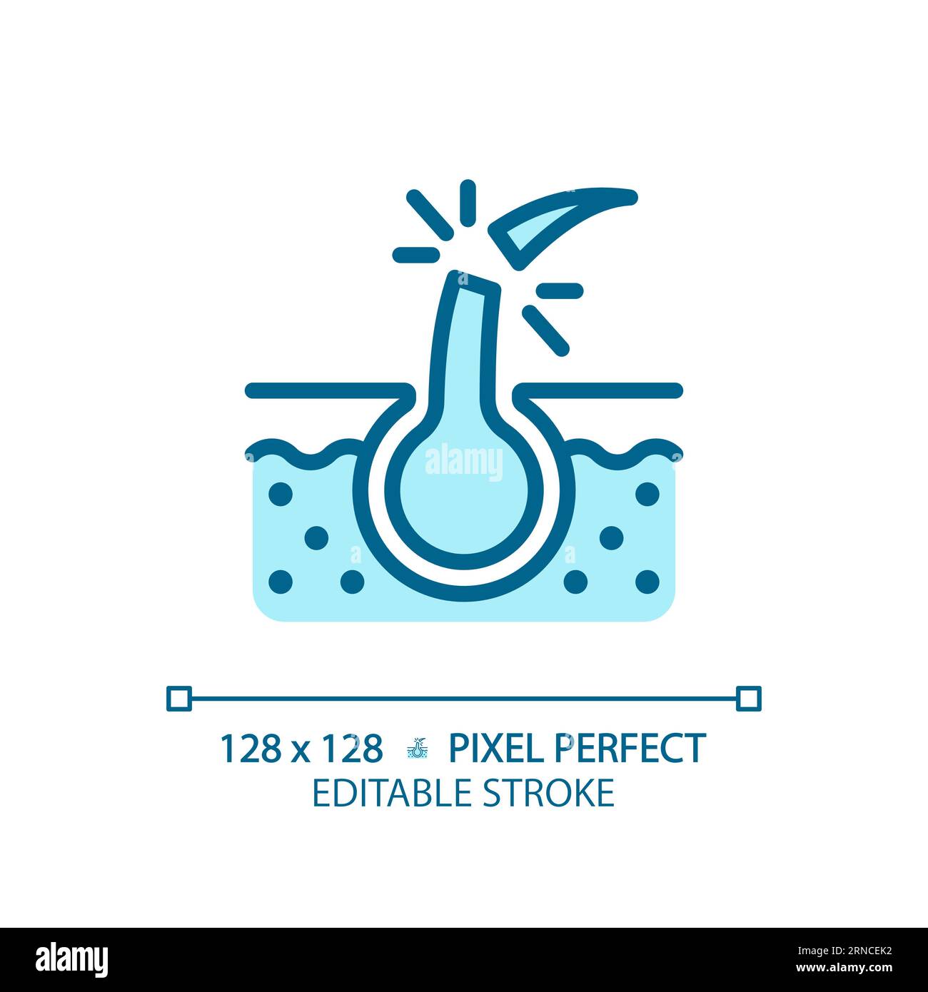 Customizable broken hair thin linear blue icon Stock Vector
