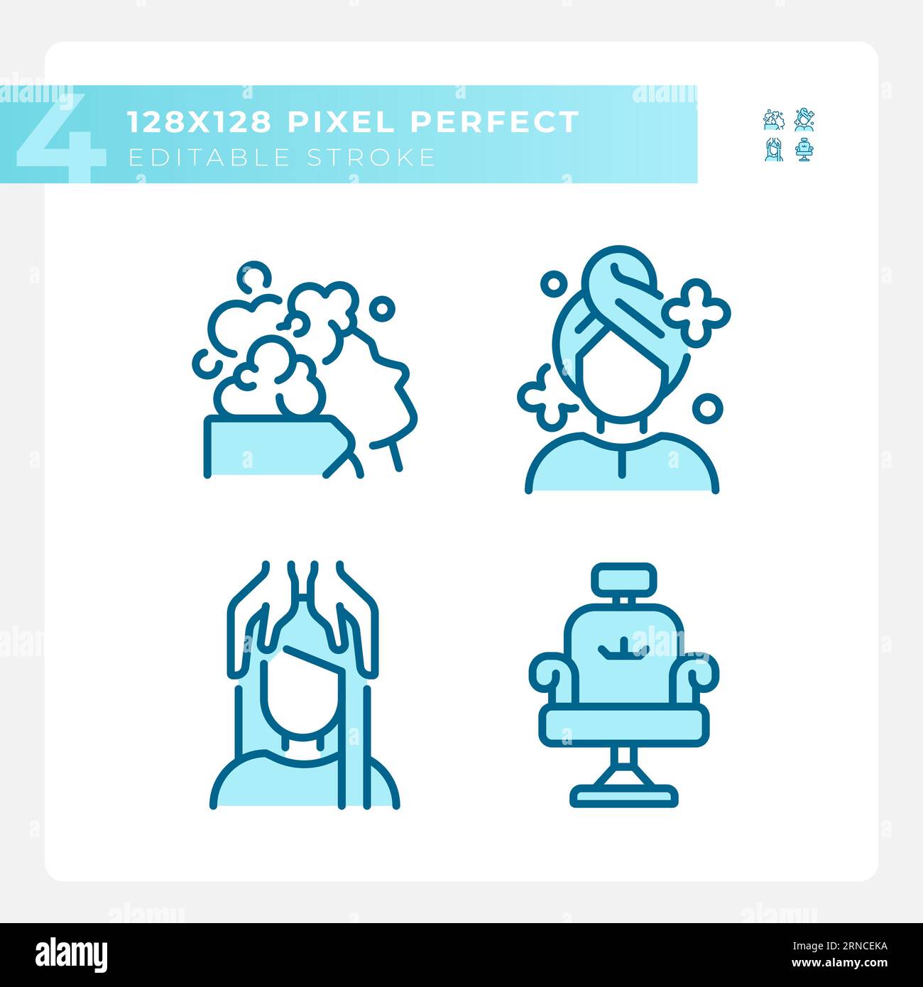 Customizable pixel perfect haircare blue icons pack Stock Vector Image ...