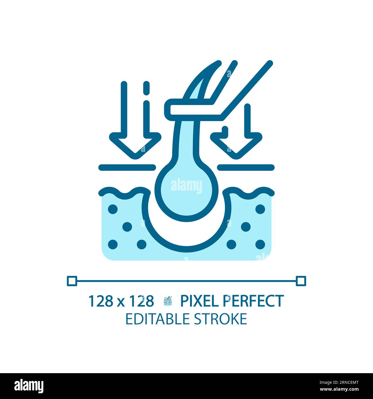 Customizable hair replacement thin linear blue icon Stock Vector