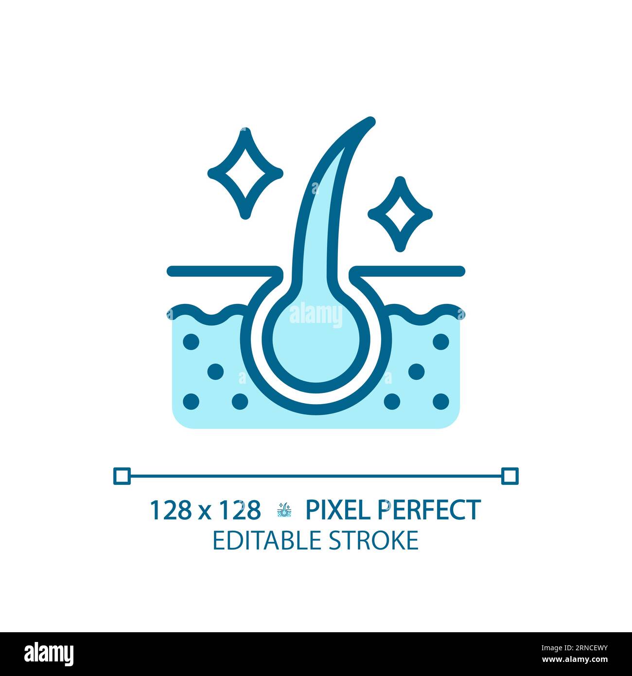 Customizable shiny hair thin linear blue icon Stock Vector