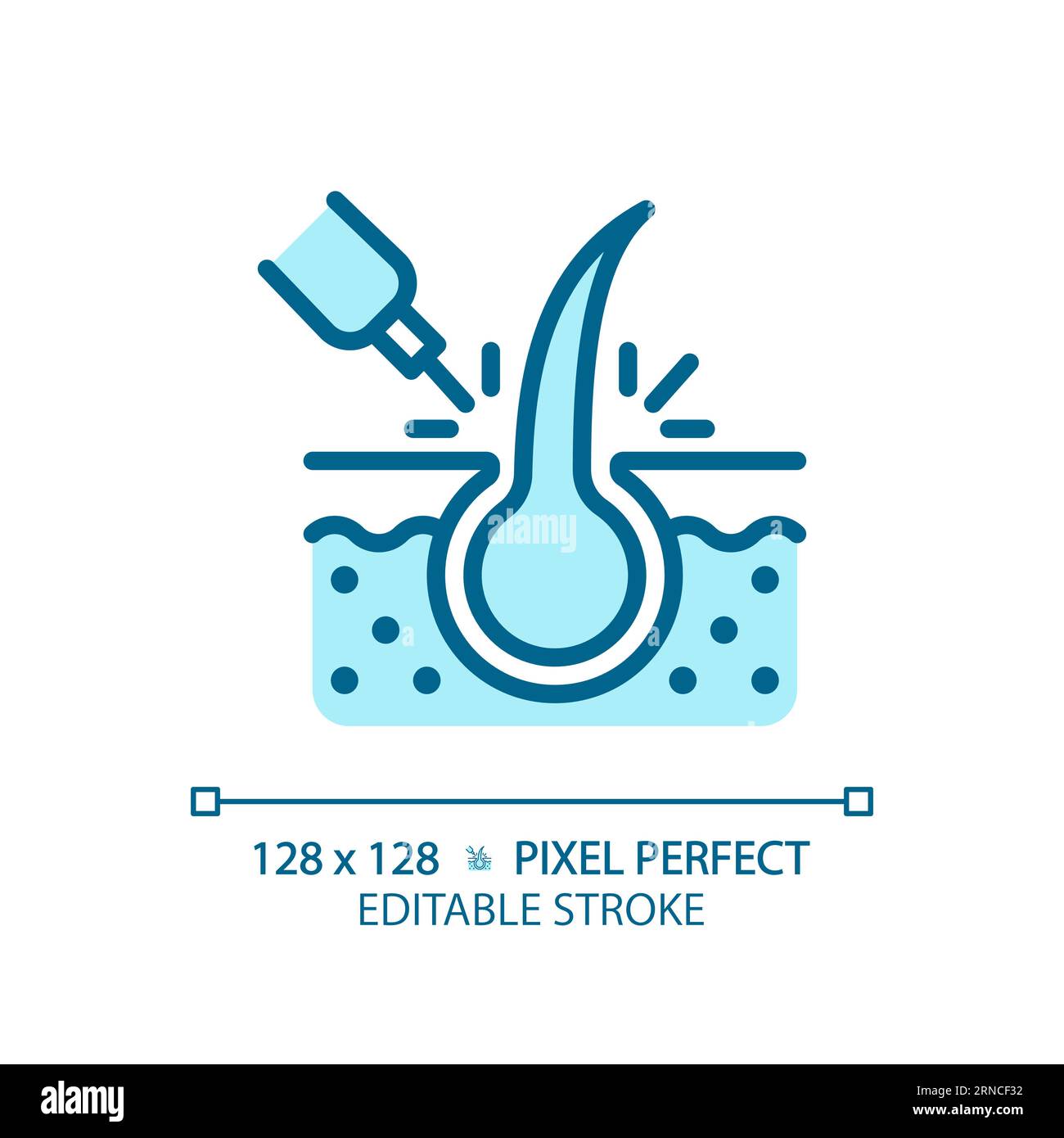 Customizable laser hair treatment thin linear blue icon Stock Vector