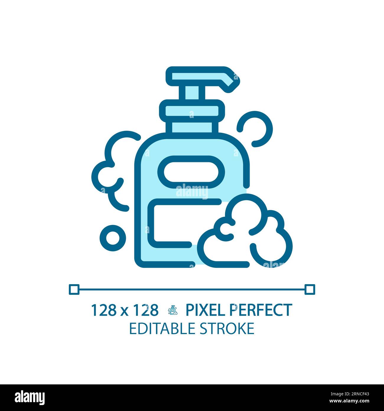 Customizable shampoo bottle thin linear blue icon Stock Vector