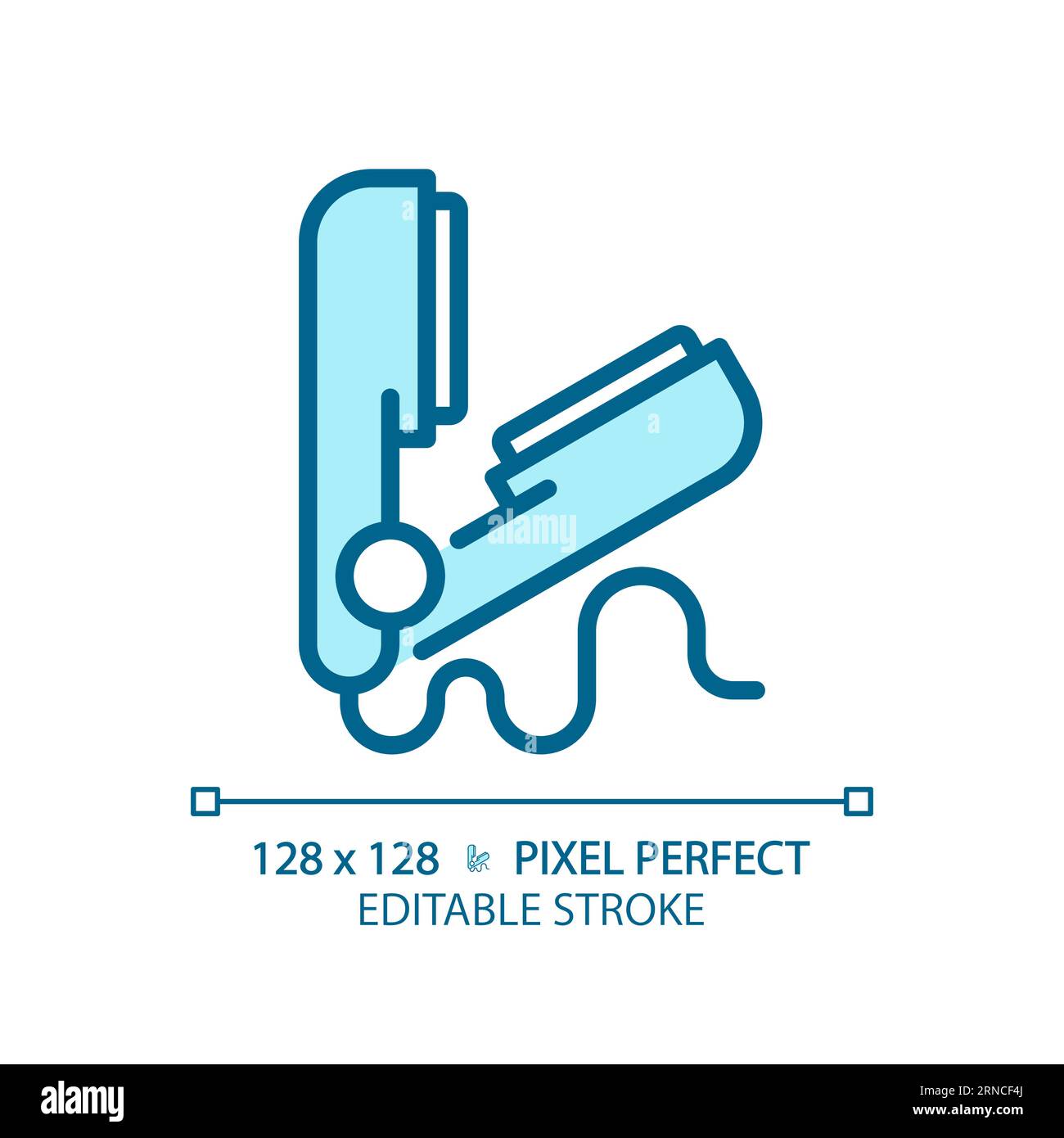 Customizable hair straightener thin linear blue icon Stock Vector