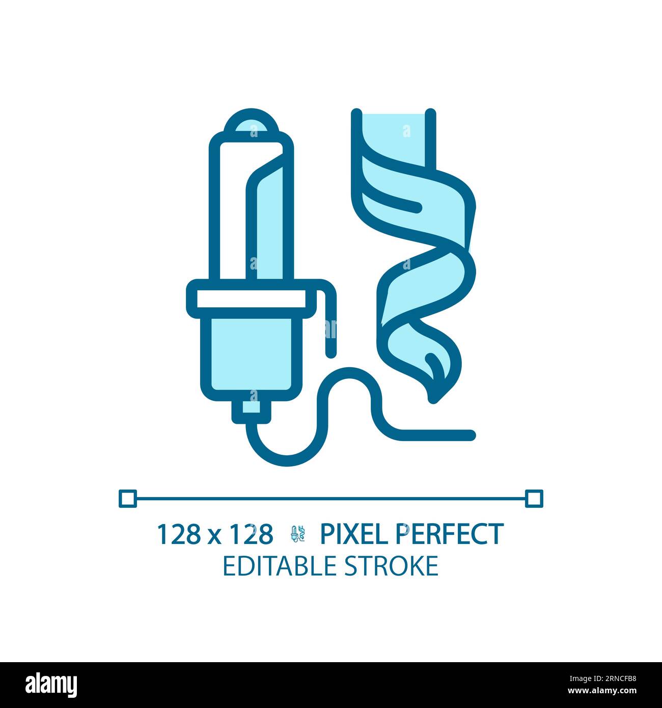 Customizable hair curler thin linear blue icon Stock Vector