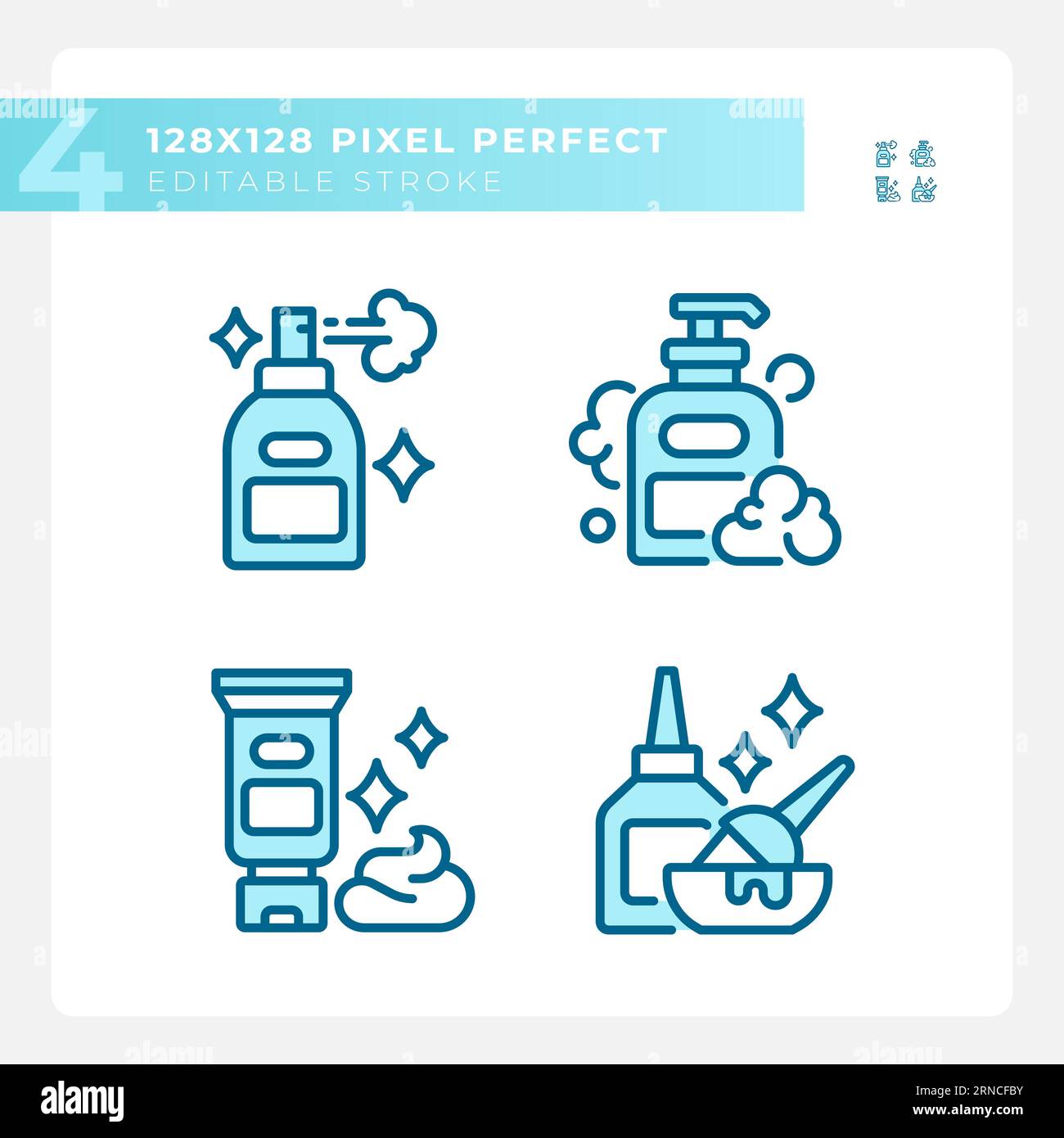 Editable pixel perfect haircare blue icons pack Stock Vector Image ...