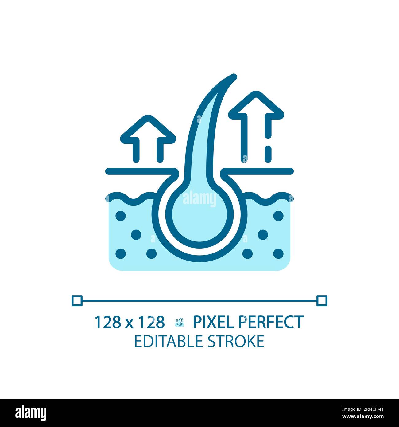 Customizable hair loss thin linear blue icon Stock Vector