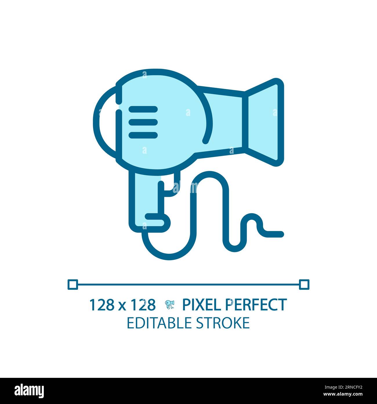 Customizable hair dryer thin linear blue icon Stock Vector