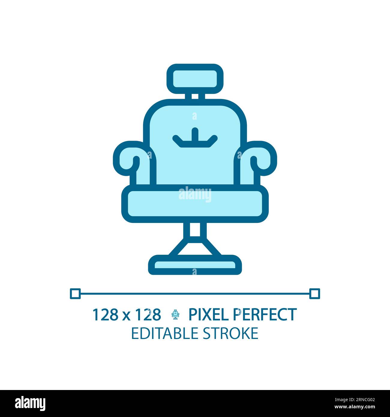 Customizable salon chair thin linear blue icon Stock Vector