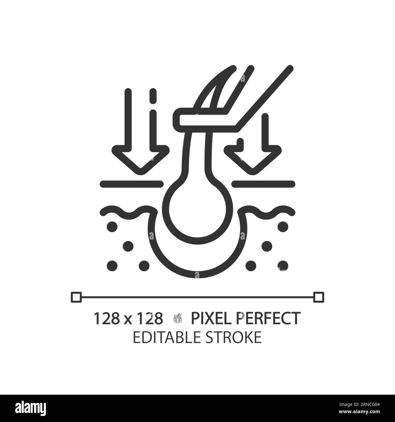 Editable hair replacement thin linear black icon Stock Vector
