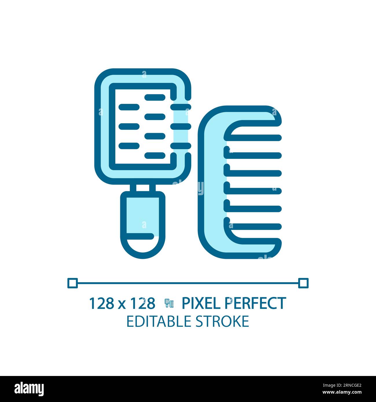Customizable hairbrushes thin linear blue icon Stock Vector