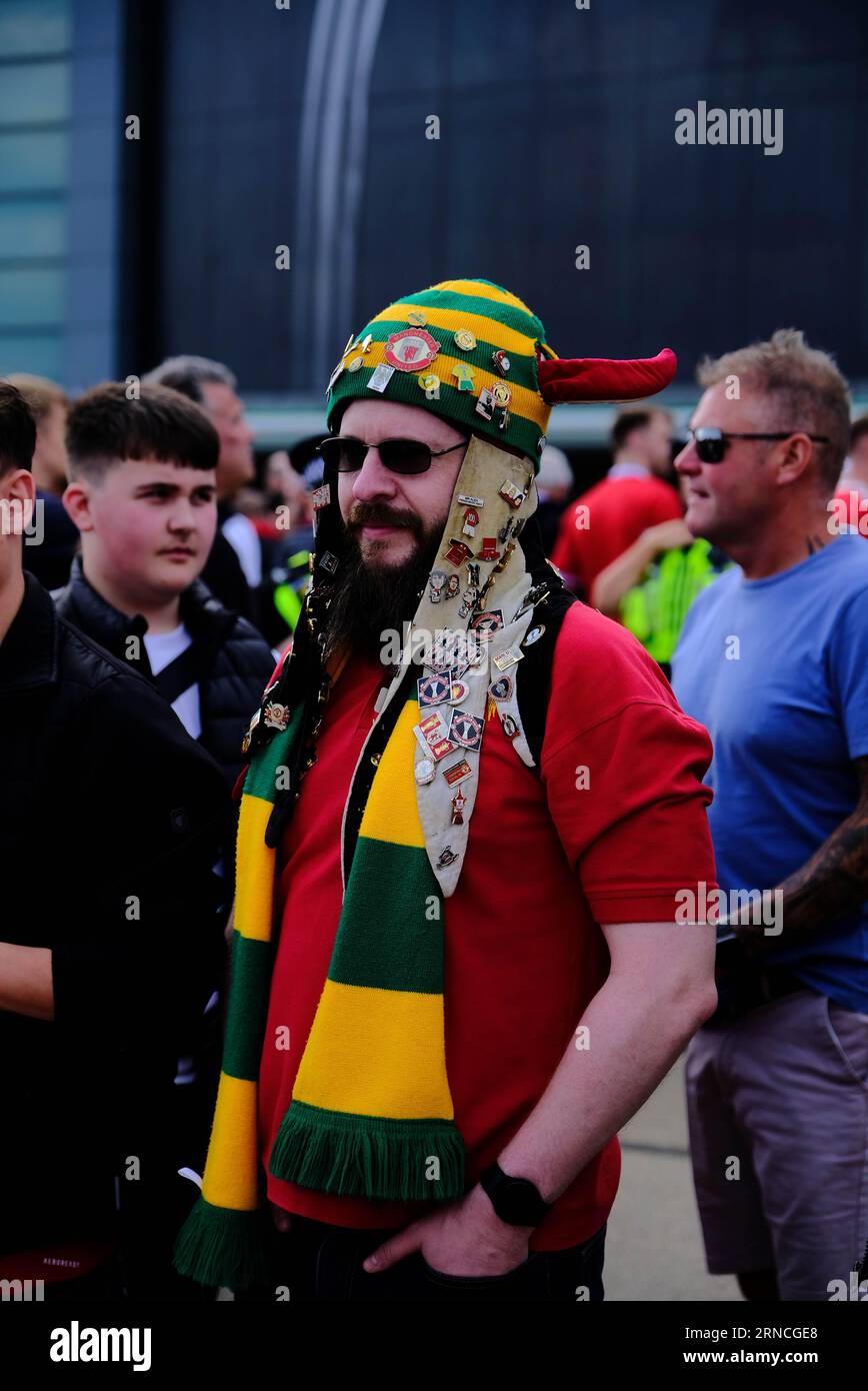 Old Trafford Football Stadium, Manchester, UK. 16th April 2022. Thousands of Manchester United protest demanding the Glazer family sell the club Stock Photo