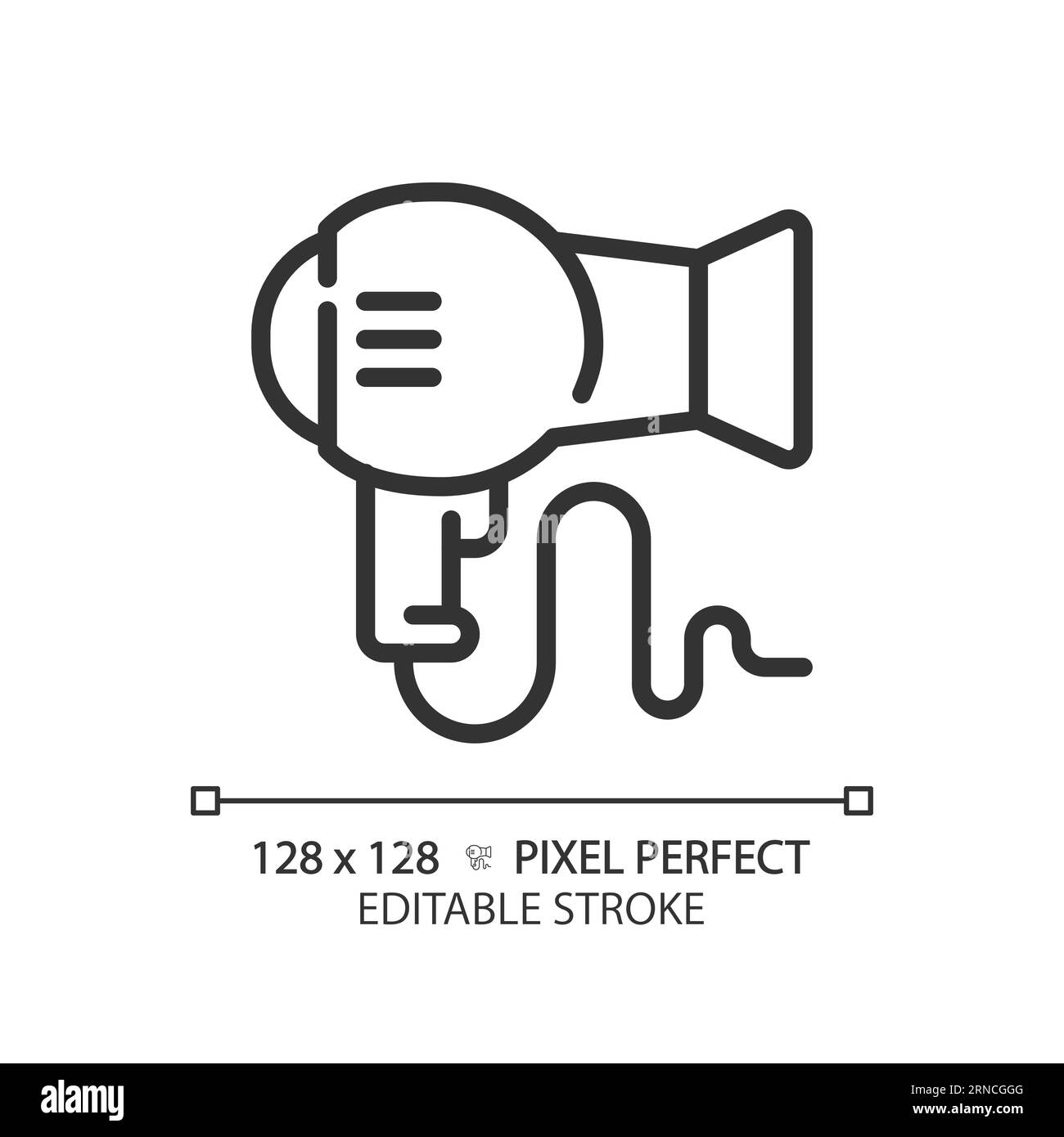 Editable hair dryer thin linear black icon Stock Vector