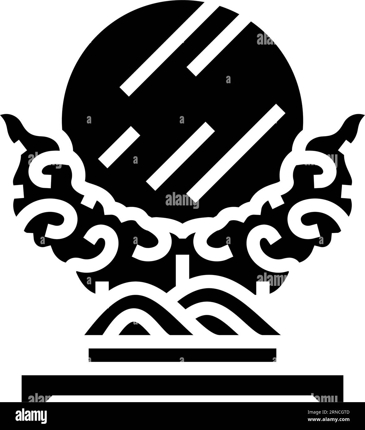 shintai mirror shintoism glyph icon vector illustration Stock Vector