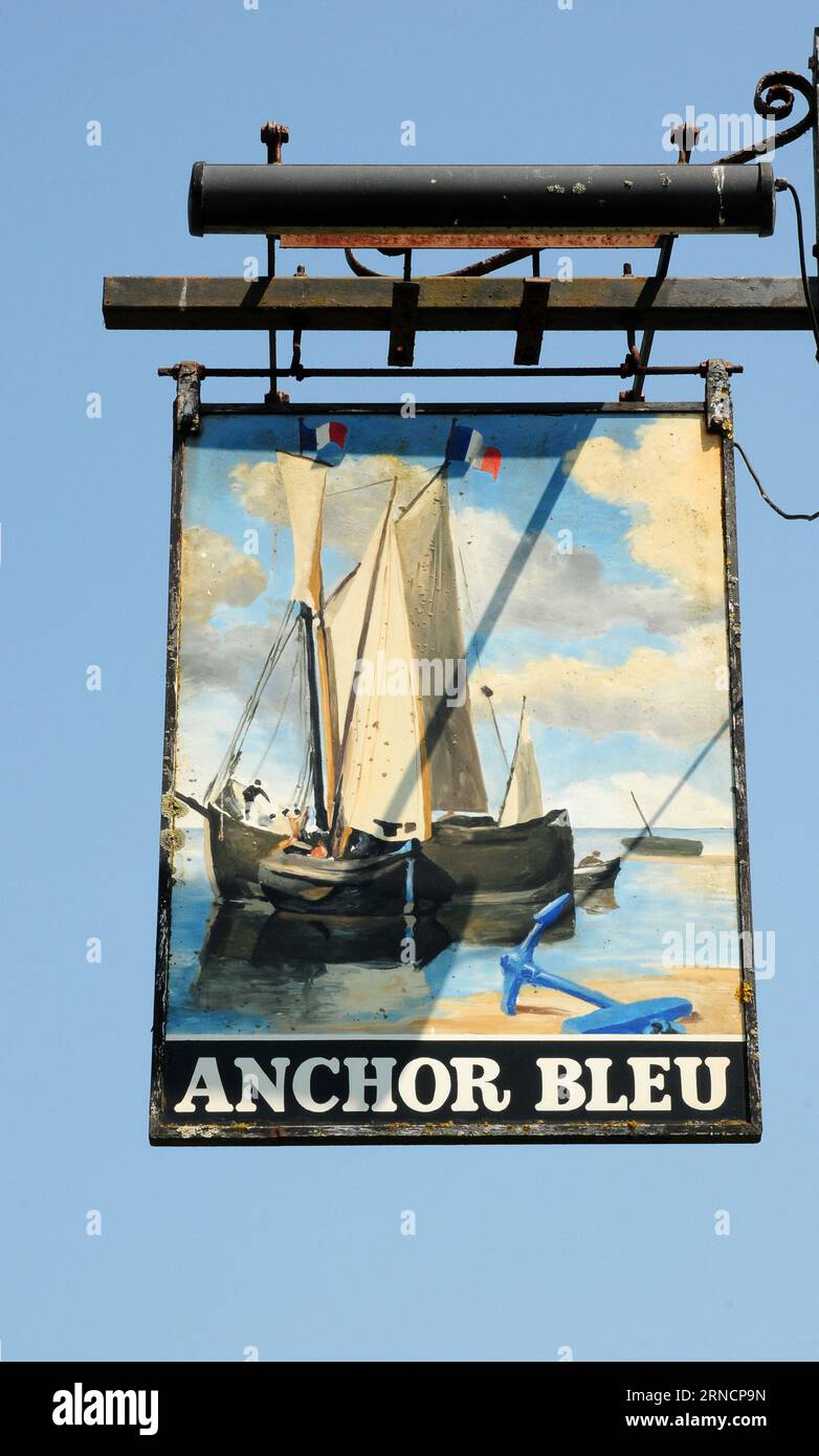 Public House sign for the Anchor Bleu, Bosham. Stock Photo