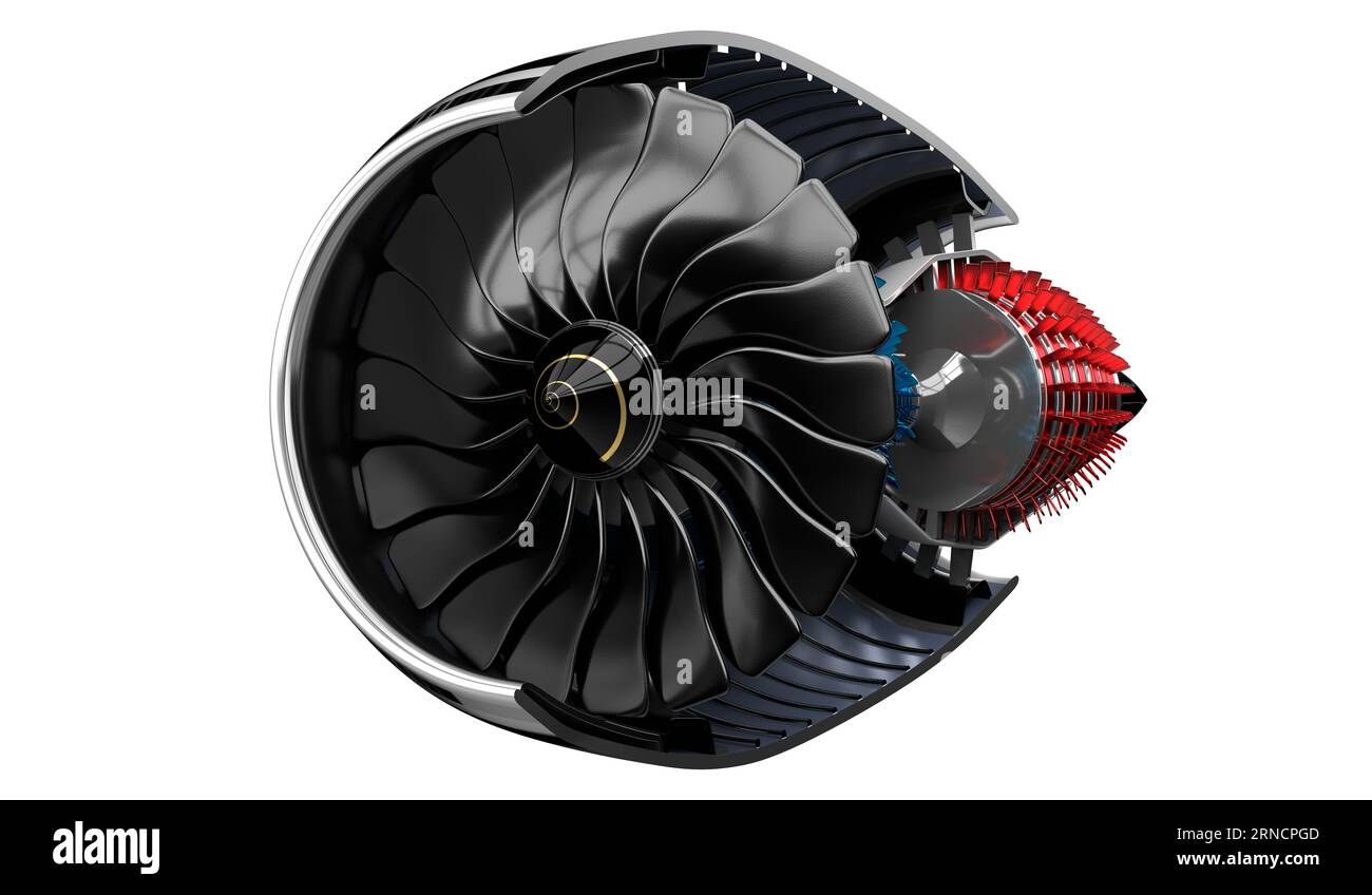 Jet engine inside - on white background - 3D illustration Stock Photo