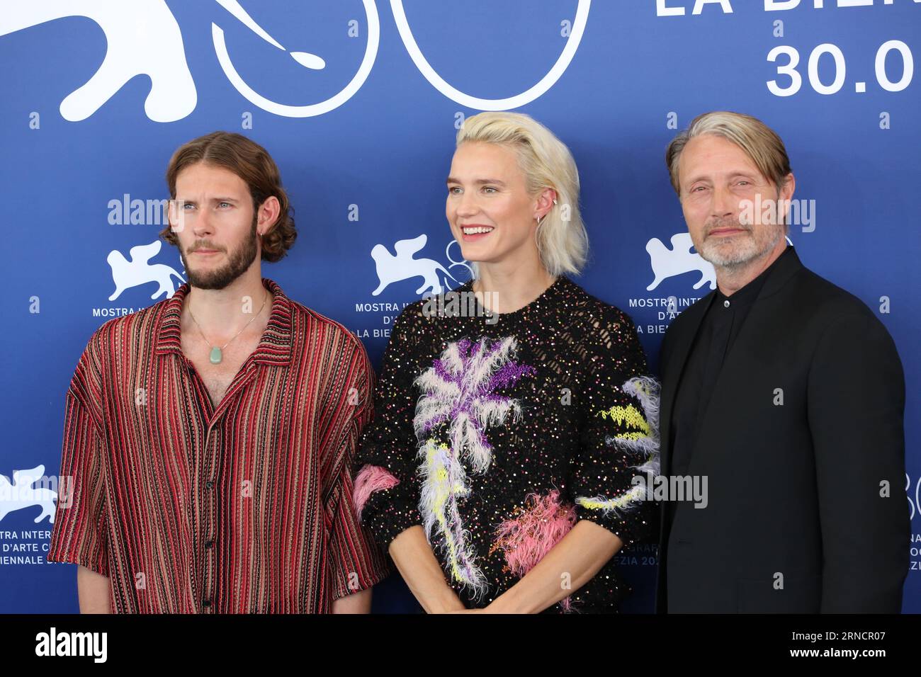 Venice, Italy, 1st September, 2023. Simon Bennebjerg, Amanda Collin