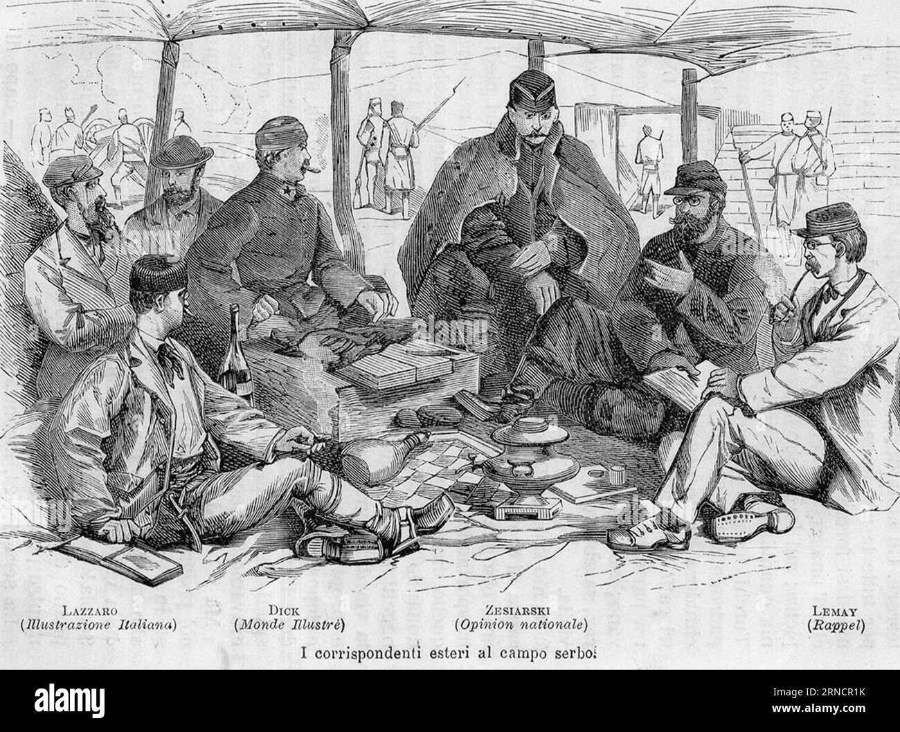 War correspondents in Serbian camp, 1876 Stock Photo