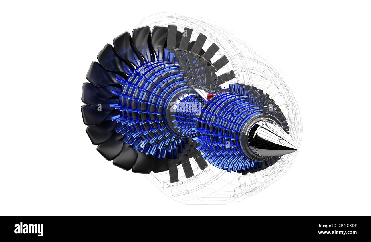Jet engine inside - on white background - 3D illustration Stock Photo ...