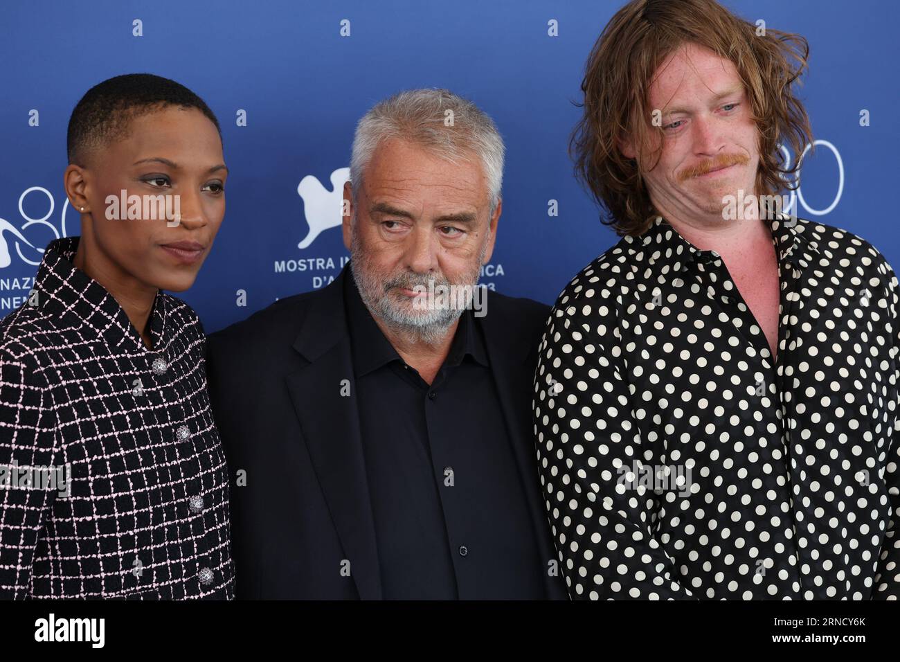 Jonica T. Gibbs, Luc Besson and Caleb Landry Jones attend a photocall