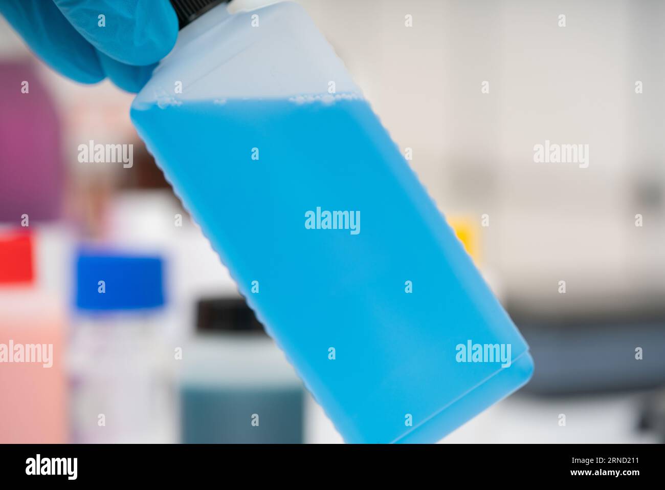 a sample of a detergent in a household chemicals safety laboratory