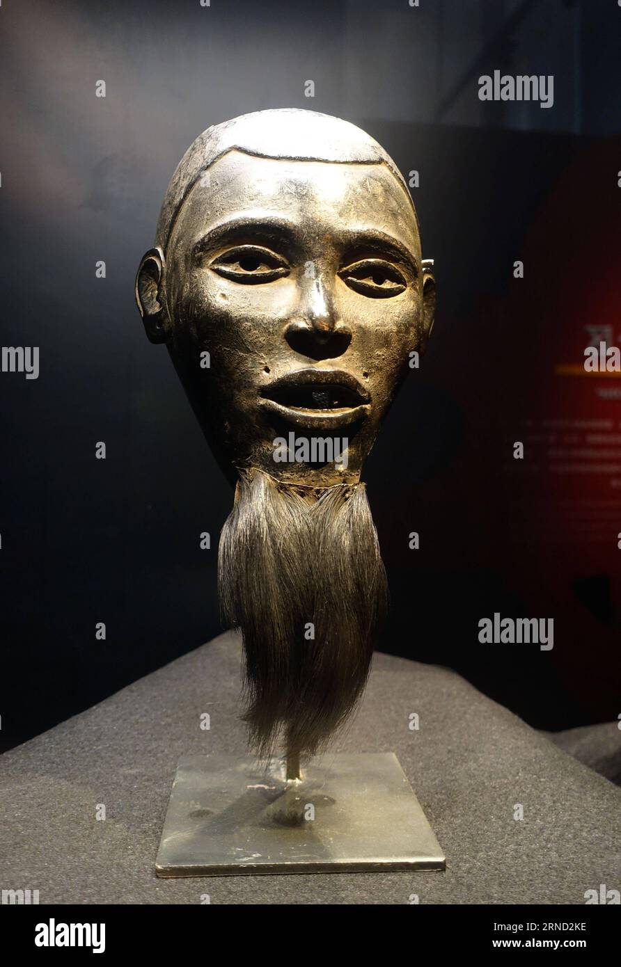 Photo taken on April 29, 2016 shows man s mask Yombe displayed during the Face of God -- The Rare Masks from Central Africa exhibition at the Guangdong Museum in Guangzhou, capital of south China s Guangdong Province. The exhibition opened here on Friday and is free to public until July 24. ) (zwx) CHINA-GUANGDONG-RARE MASKS FROM CENTRAL AFRICA-EXHIBITION(CN) XuxJianmei PUBLICATIONxNOTxINxCHN   Photo Taken ON April 29 2016 Shows Man S Mask  displayed during The Face of God The Rare masks from Central Africa Exhibition AT The Guangdong Museum in Guangzhou Capital of South China S Guangdong Prov Stock Photo