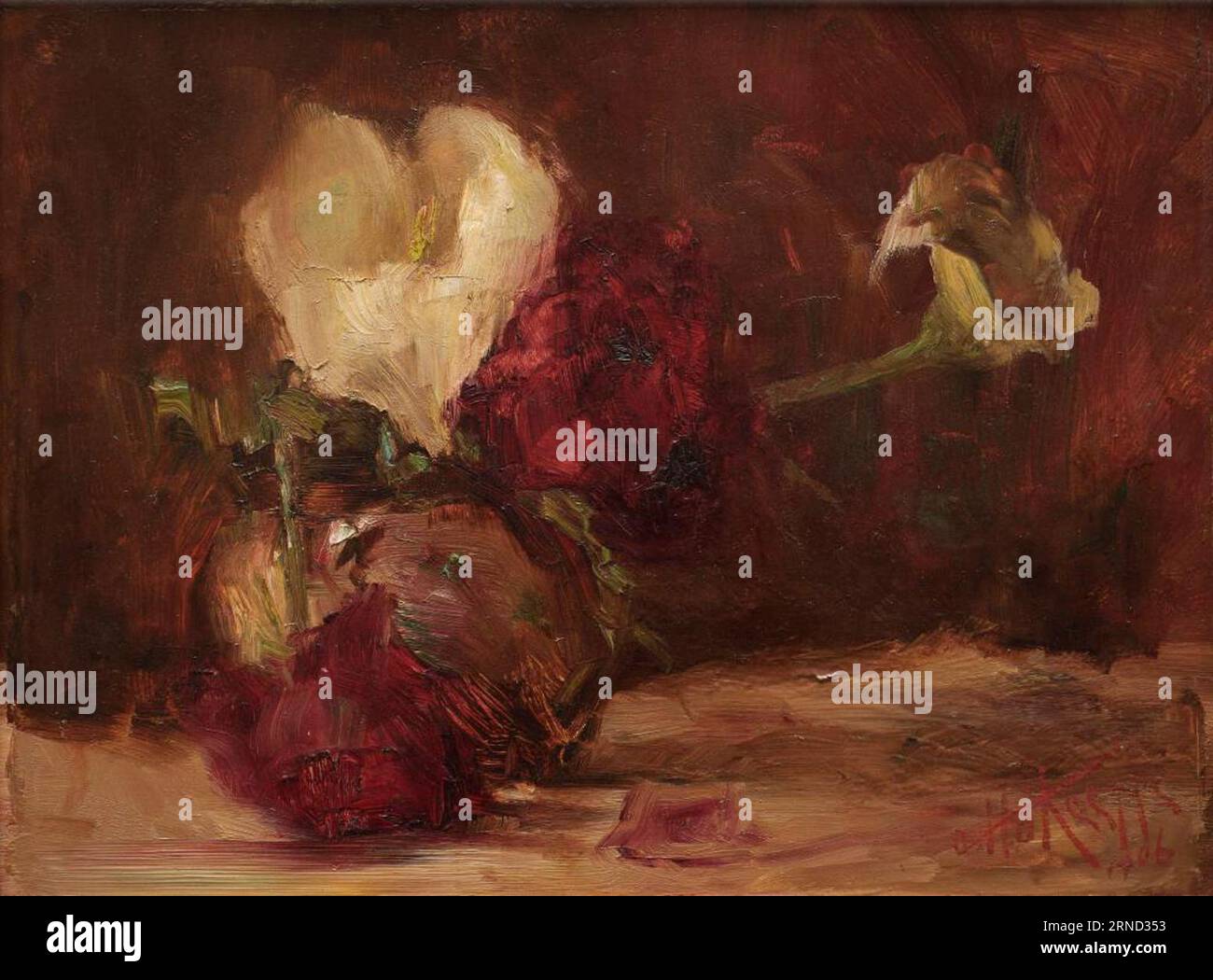 Still Life: Roses and Arum Lilies 1906 by Alfred Henry O'Keeffe Stock ...